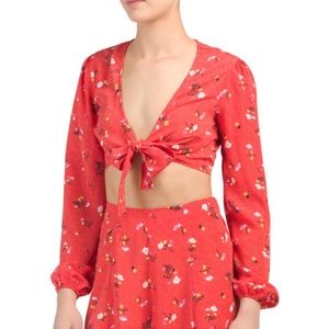 LOVE FIRE Juniors Tie Front Top